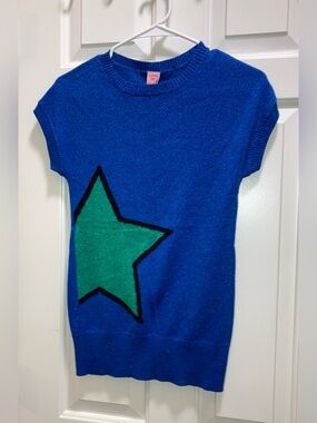 Copper Key Girls Blue knit short-sleeve sweater star Size Medium (10/12) new